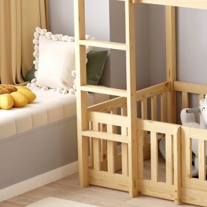 Двуетажно легло с Playpark Playkid Hm21312 борова дървесина в естествен цвят - с матрак 90x190см