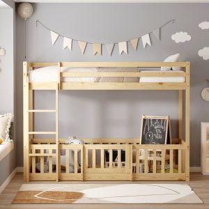 Двуетажно легло с Playpark Playkid Hm21312 борова дървесина в естествен цвят - с матрак 90x190см