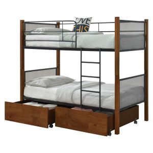 Двуетажно легло с чекмеджета Rayven Hm21119 дърво-метал-за матрак 90x190см.