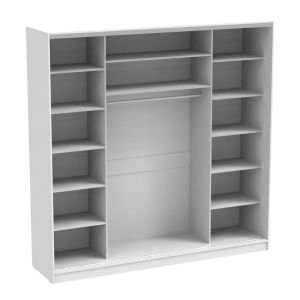 Double-wing wardrobe Aparador I with mirror in white 240x60x240cm