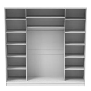 Double-wing wardrobe Aparador I with mirror in white 240x60x240cm
