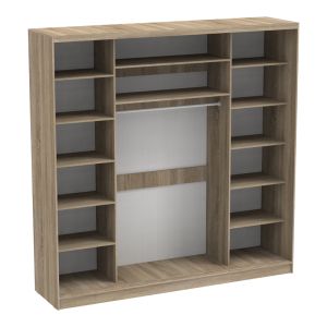 Double-wing wardrobe Aparador I with mirror in sonoma color 240x60x240cm