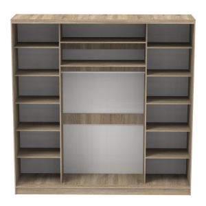 Double-wing wardrobe Aparador I with mirror in sonoma color 240x60x240cm