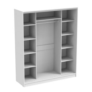 Двукрилен гардероб Aparador с огледало в бял цвят 180x60x220см
