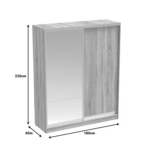 Двукрилен гардероб Aparador с огледало в бял цвят 180x60x220см