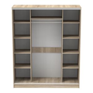 Aparador double-door wardrobe with mirror in sonoma color 180x60x220cm