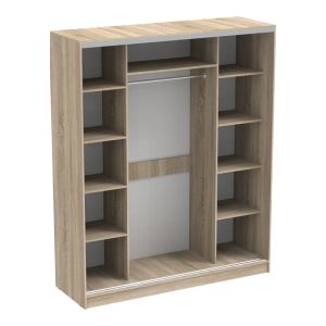 Aparador double-door wardrobe with mirror in sonoma color 180x60x220cm