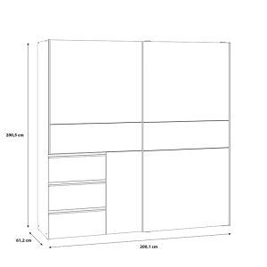 Double-wing wardrobe Gotion white melamine 200x61x200.5cm
