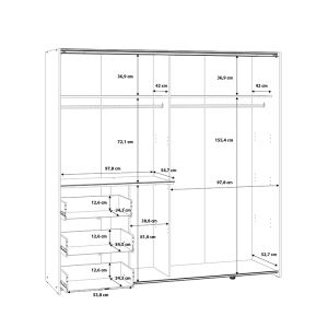 Double-wing wardrobe Gotion white melamine 200x61x200.5cm