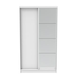 Double-wing corridor wardrobe with mirror in white color 120x60x220cm