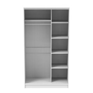 Double-wing corridor wardrobe with mirror in white color 120x60x220cm