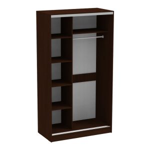 Double-door corridor wardrobe with mirror, wenge color, 120x60x220cm
