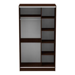 Double-door corridor wardrobe with mirror, wenge color, 120x60x220cm
