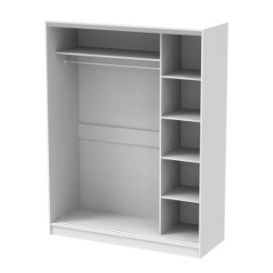 Двукрилен гардероб плъзгач Korredor I с огледало в бял цвят 160x60x220см