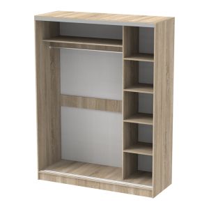 Double-wing sliding wardrobe Korredor I with mirror, sonoma color 160x60x220cm