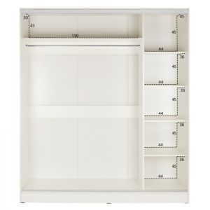 Двукрилен гардероб със слайд врати и огледало Adler бял цвят 120x60x220 Hm2460,03