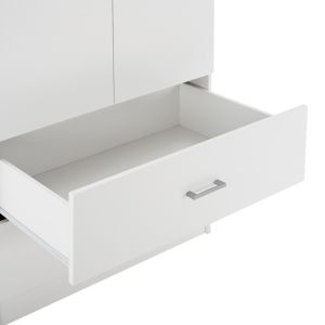 Double-wing melamine wardrobe with two drawers in white Hm338.05