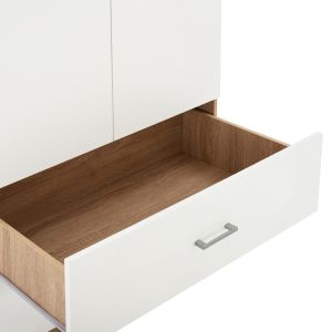 Double-wing melamine wardrobe with two drawers in sonam and white Hm338.06
