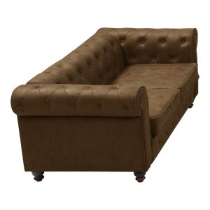 Двумесен диван Incredible античен кафяв плат тип Chesterfield 160x84x67cm