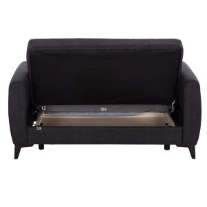 Two-seater sofa bed with storage Nikko Hm3293.01 gray fabric 144x75x84cm.