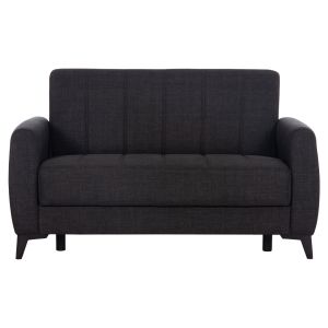Two-seater sofa bed with storage Nikko Hm3293.01 gray fabric 144x75x84cm.