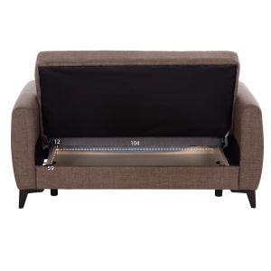 Two-seater sofa bed with storage Nikko Hm3293.02 beige fabric 144x75x84cm.