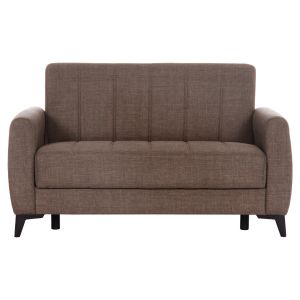 Two-seater sofa bed with storage Nikko Hm3293.02 beige fabric 144x75x84cm.