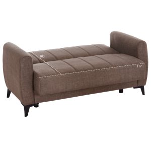 Two-seater sofa bed with storage Nikko Hm3293.02 beige fabric 144x75x84cm.