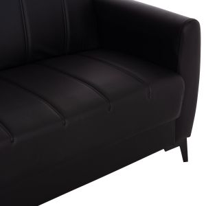 Two-seater sofa bed with storage Nikko Hm3293.11 black Pu 144x75x84cm.