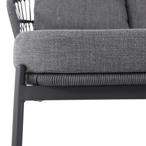 Two-seater garden sofa Quantum Sm6172, brown color, aluminum, wicker, 162x148x97 cm high