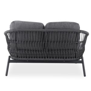 Two-seater garden sofa Quantum Sm6172, brown color, aluminum, wicker, 162x148x97 cm high