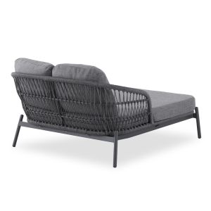 Two-seater garden sofa Quantum Sm6172, brown color, aluminum, wicker, 162x148x97 cm high