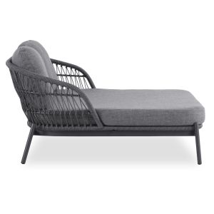 Two-seater garden sofa Quantum Sm6172, brown color, aluminum, wicker, 162x148x97 cm high