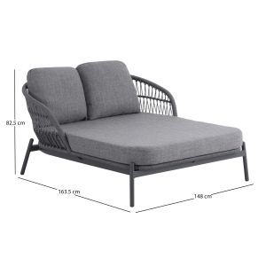 Two-seater garden sofa Quantum Sm6172, brown color, aluminum, wicker, 162x148x97 cm high