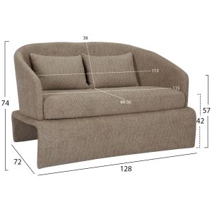 Two-seater sofa Bevy2 Hm9678.03 beige color with metal base 128x72x74hcm