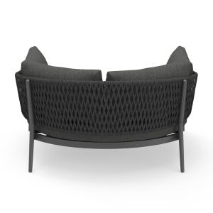 Two-seater sofa Camellia Sm6217.01 dark gray aluminum - polyethylene olefin - olefin 164x144x70cm.