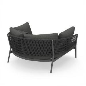 Two-seater sofa Camellia Sm6217.01 dark gray aluminum - polyethylene olefin - olefin 164x144x70cm.