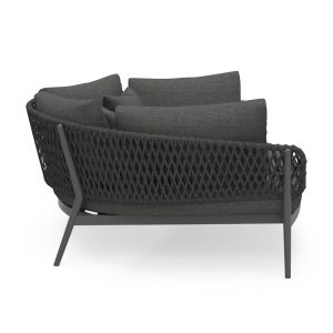 Two-seater sofa Camellia Sm6217.01 dark gray aluminum - polyethylene olefin - olefin 164x144x70cm.