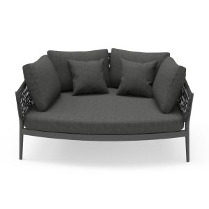 Two-seater sofa Camellia Sm6217.01 dark gray aluminum - polyethylene olefin - olefin 164x144x70cm.
