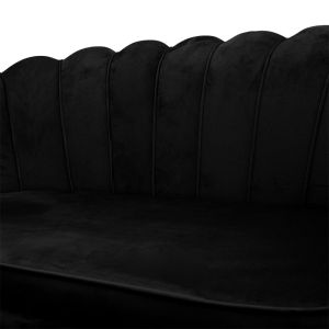 Two-seater sofa Daimon clamshell black plush 134x70x77cm