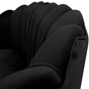 Two-seater sofa Daimon clamshell black plush 134x70x77cm