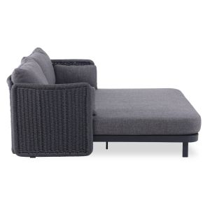 Two-seater sofa Destiny Sm6408.02, made of aluminum and wicker, charcoal color, 202x170x73.5h
