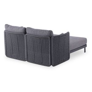 Two-seater sofa Destiny Sm6408.02, made of aluminum and wicker, charcoal color, 202x170x73.5h
