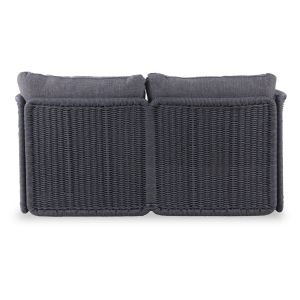 Two-seater sofa Destiny Sm6408.02, made of aluminum and wicker, charcoal color, 202x170x73.5h
