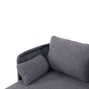 Two-seater sofa Destiny Sm6408.02, made of aluminum and wicker, charcoal color, 202x170x73.5h