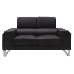 Two-seater sofa Shea black eco-leather legs inox color 158x80x87cm