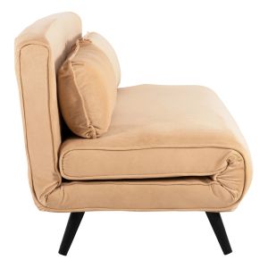 Two-seater sofa bed Asma Hm3077,17 with beige plush fabric 142x96x74hcm