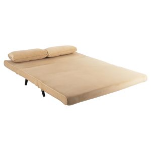 Two-seater sofa bed Asma Hm3077,17 with beige plush fabric 142x96x74hcm