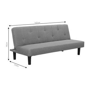 Two-seater sofa bed Breathe textile gray fabric 167x77x73cm