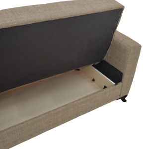 Двуместен разтегателен диван с ракла Modesto светло кафяв текстил 155x85x80cm